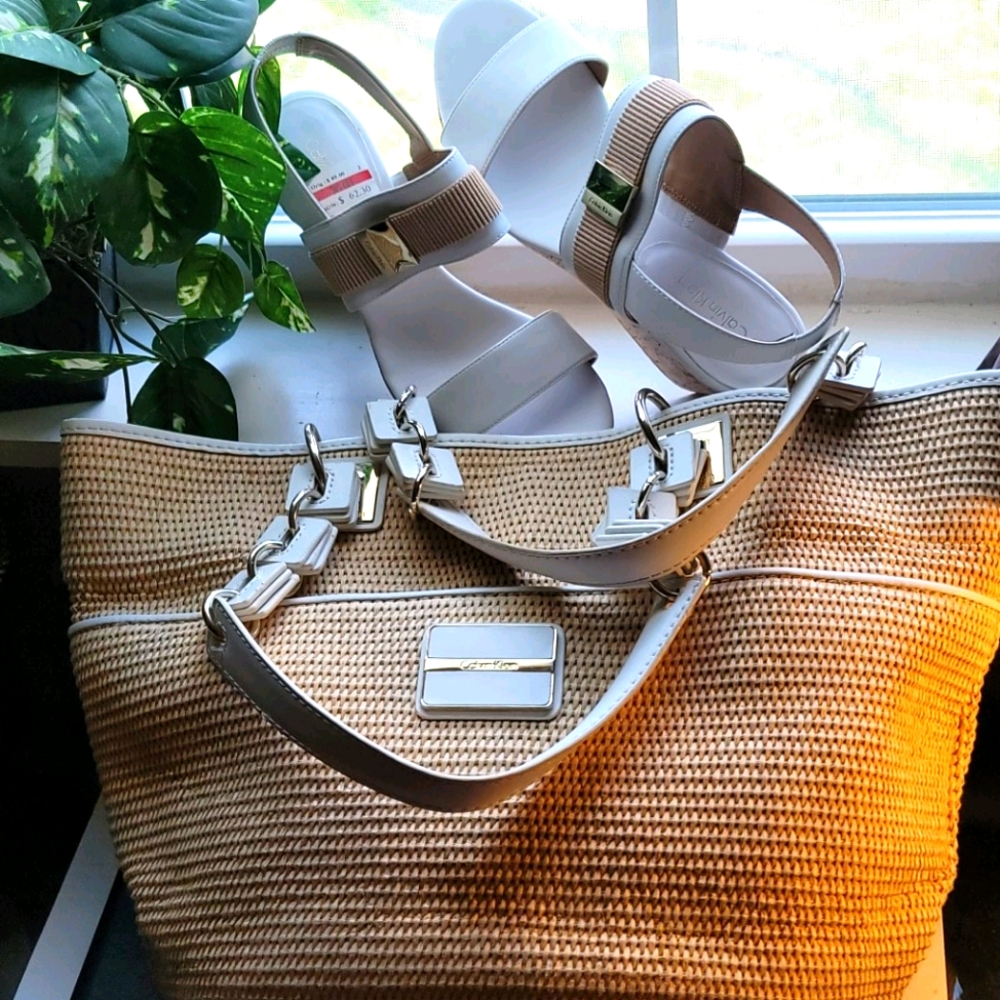 Calvin Klein 💛purse & CK wedge sandals set.